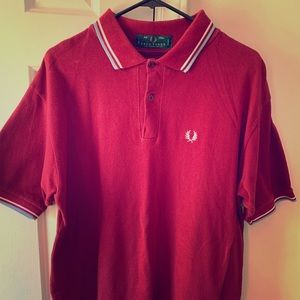 Fred Perry Polo XL / Maroon w/ Blue & White Trim